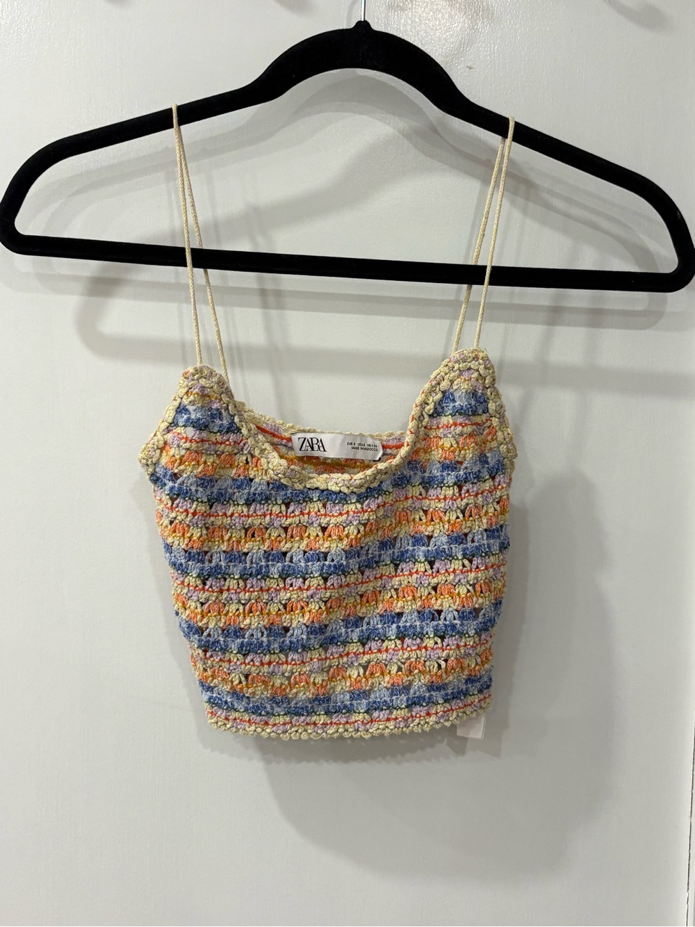 Zara Striped Crochet Cropped Cami Tank Top